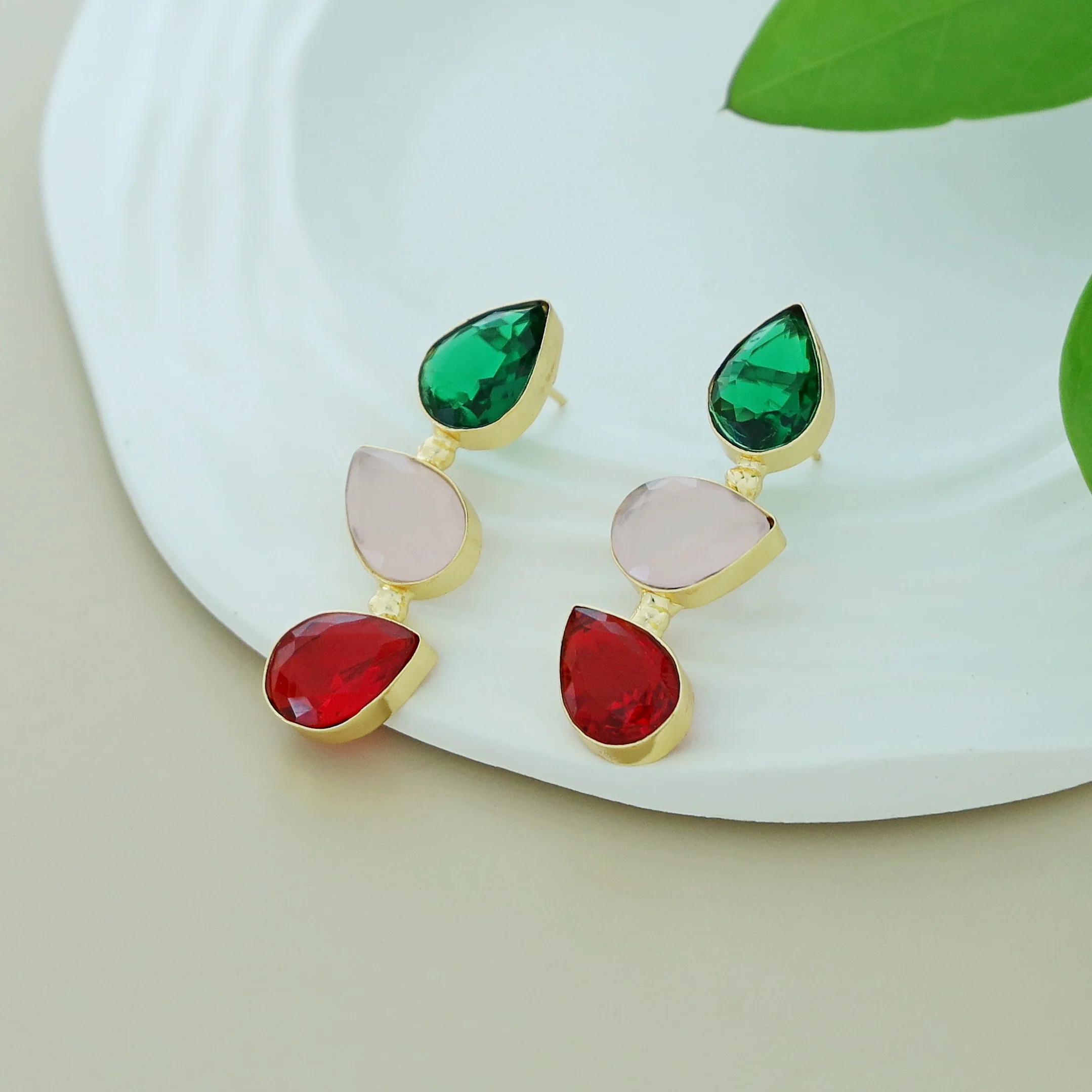 Zoya Tri Drop Glossy Earring - Image 10