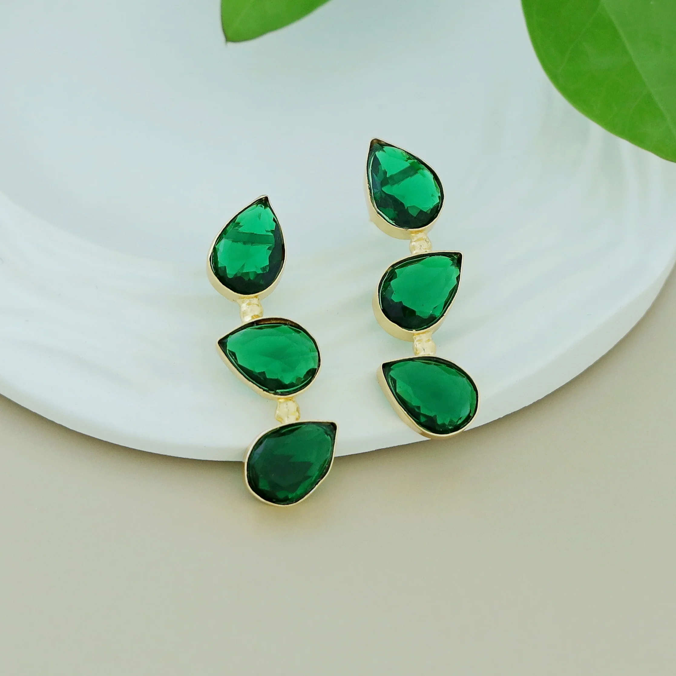 Zoya Tri Drop Glossy Earring - Image 4