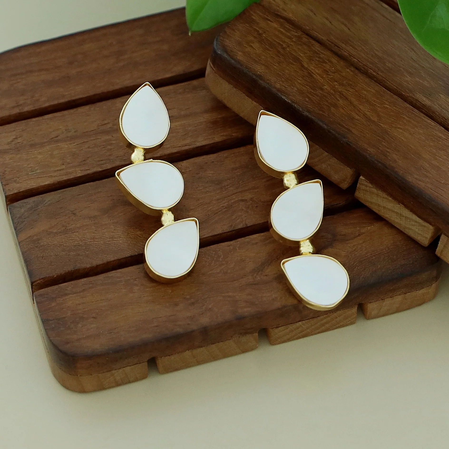 Zoya Tri Drop Glossy Earring - Image 5