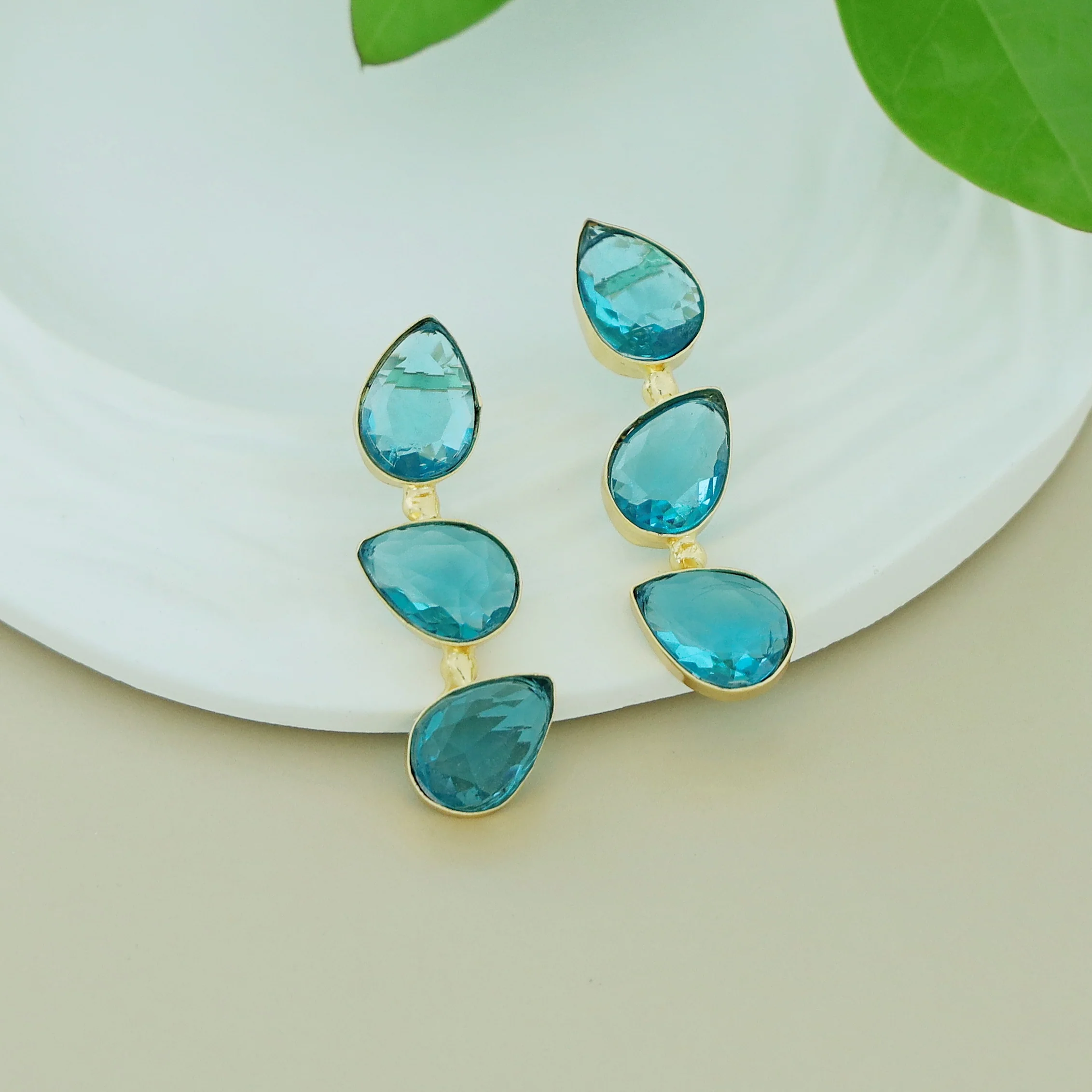 Zoya Tri Drop Glossy Earring - Image 6