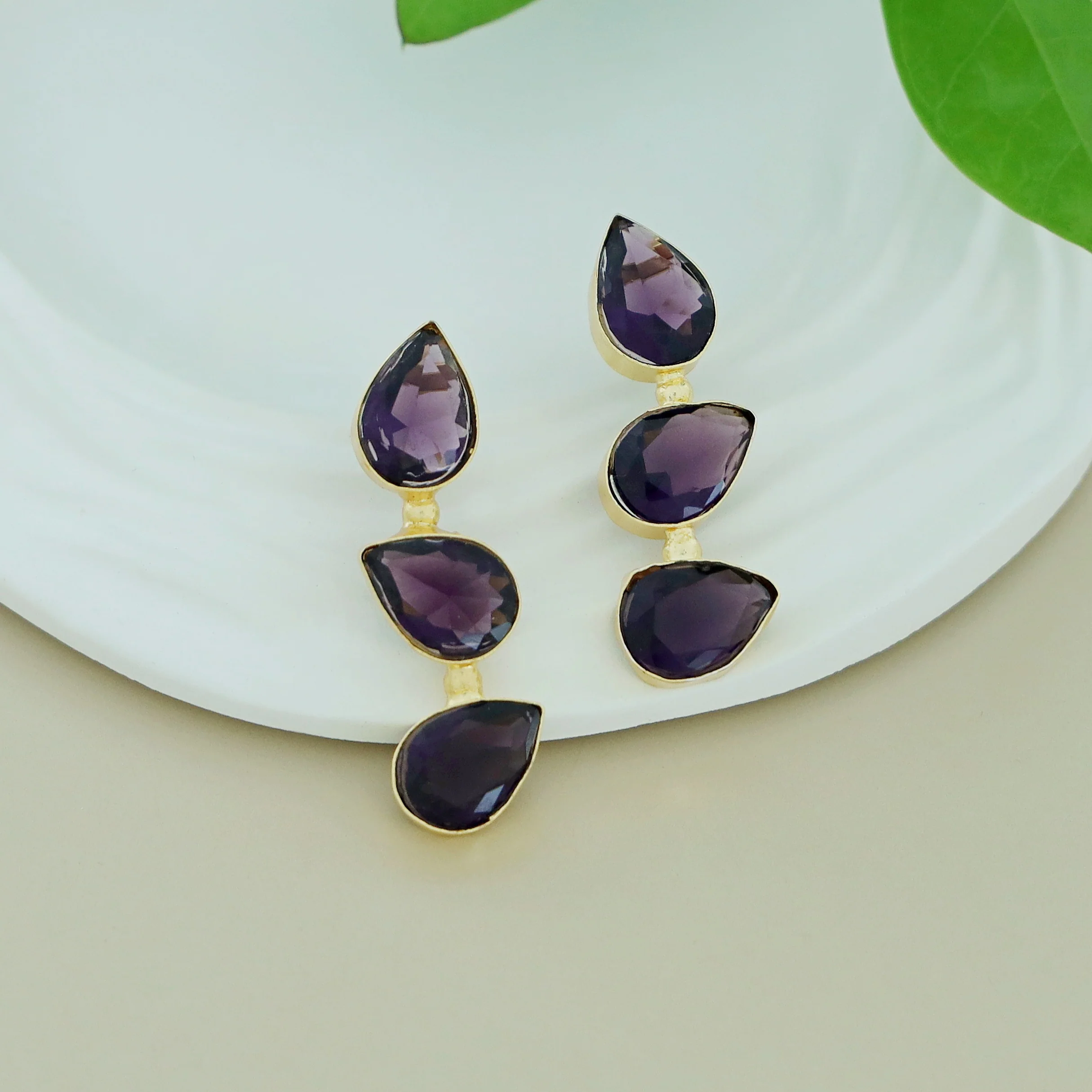 Zoya Tri Drop Glossy Earring - Image 8