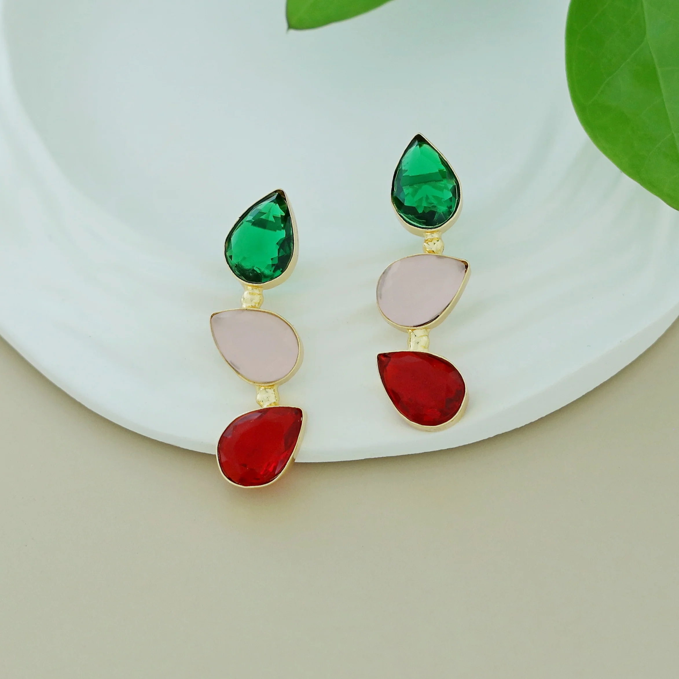 Zoya Tri Drop Glossy Earring - Image 9
