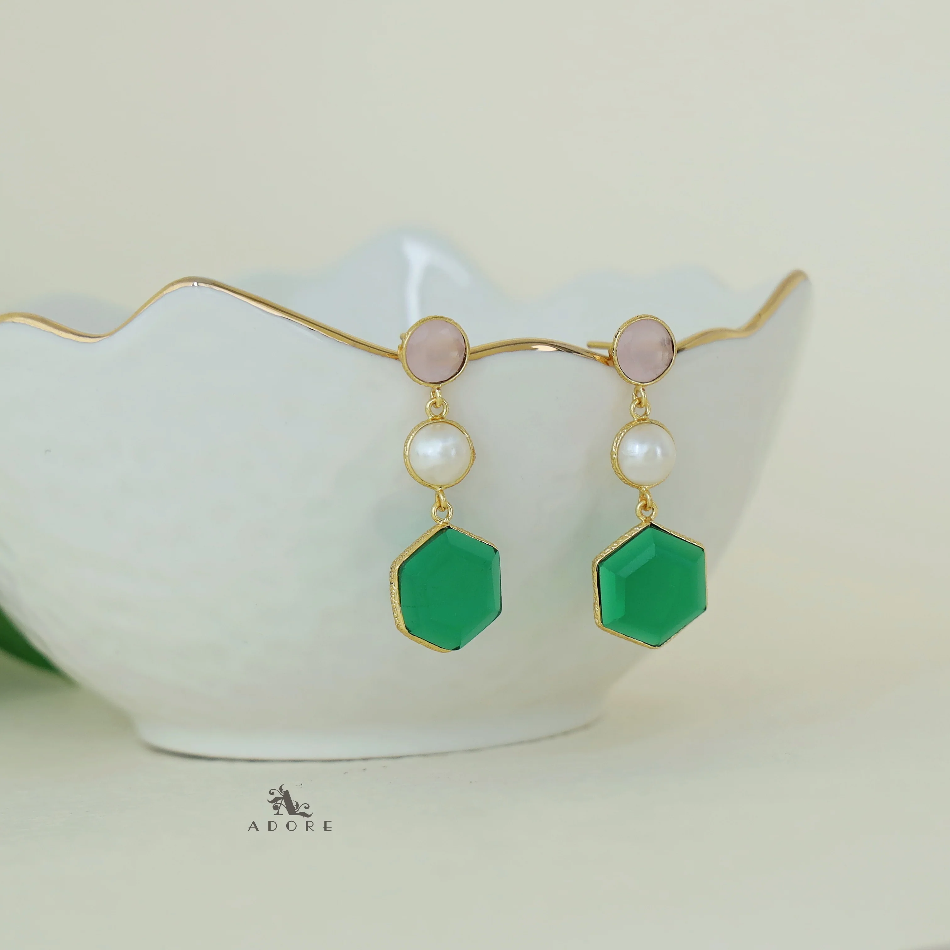 Zrika Glossy Circle + Hexagon Pearl Earring - Image 7