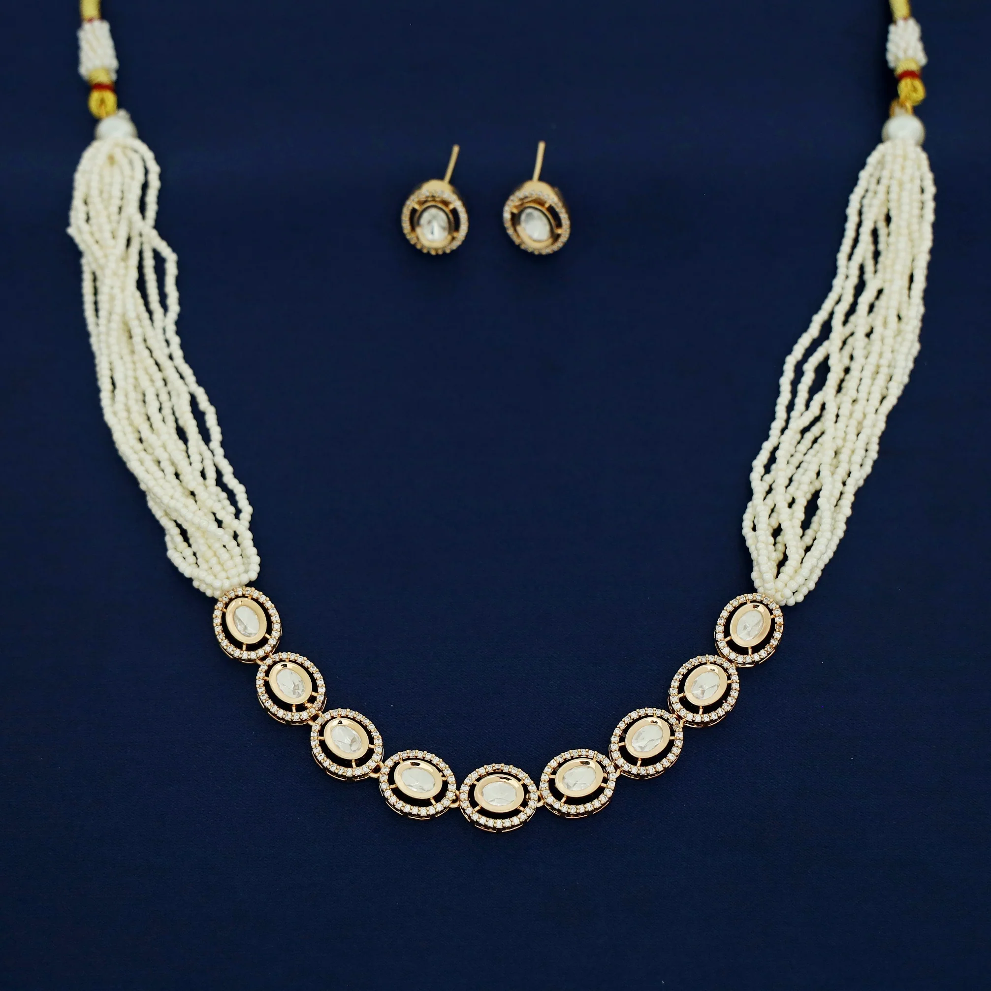Zunaira Kundan Layered Beads Neckpiece With Stud - Image 3